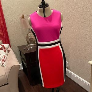 Calvin Klein sheath dress pink neoprene size 12